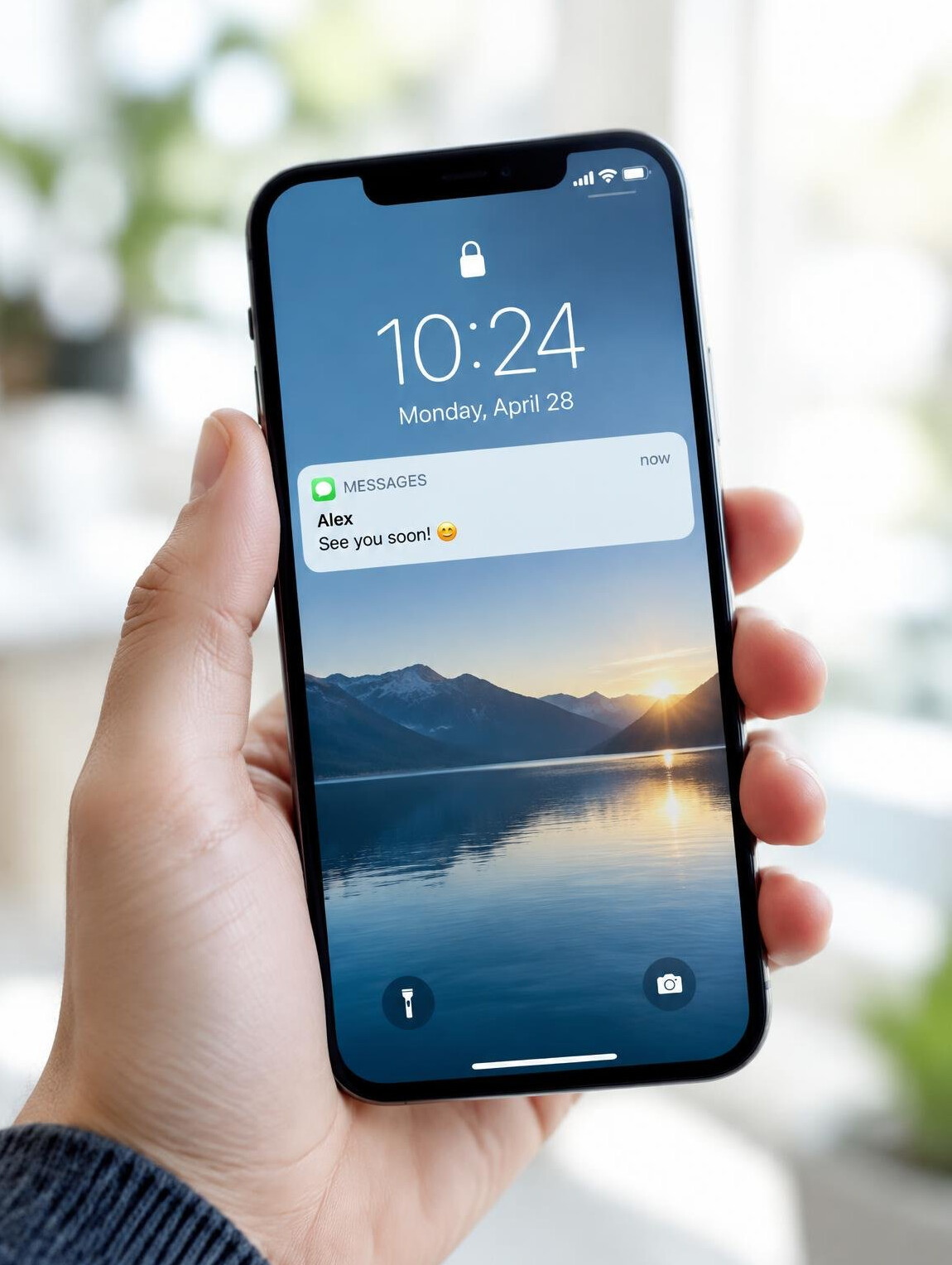 Smartphone showing a suspicious text message notification