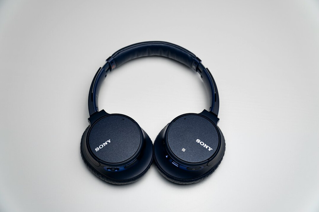 Customer support desk with headset and laptop